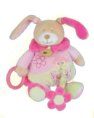  pantin dactivité mila lapin vert rose fleur 
